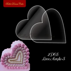 2pcs/set Heart Shape Clear Acrylic Cake Disks Wedding Cake Board DIY Cream Edge Smoothing Tray Cake Decorating Tools Bakeware
