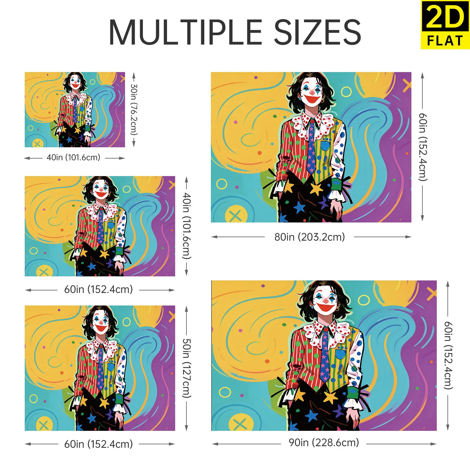 Unique Clown Tapestry Wall Art Pop Art Circus Aesthetic Bohemian Style Jester Decor Hanging Home Decoration Print