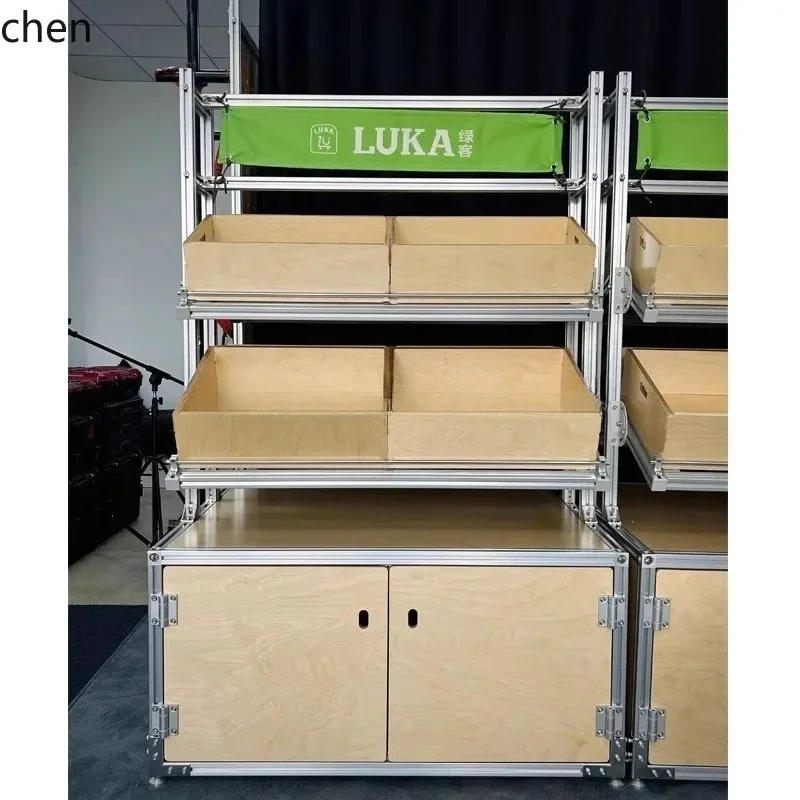 HYS Aluminum Profile Industrial Style Shelf Fruit and Vegetable Storage Display Cabinet  Multi-layer Display Rack