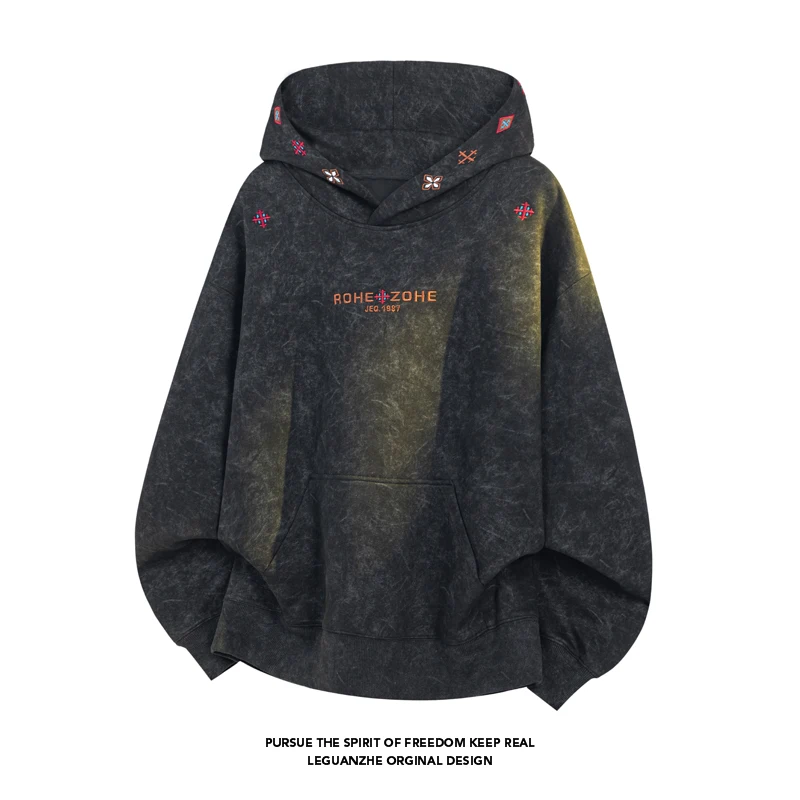 

Повседневная мужская толстовка оверсайз (6XL, 7XL, 8XL) черного и серого цвета для весны-осени 2026 года, в стиле хип-хоп, для скейтбординга и уличной моды