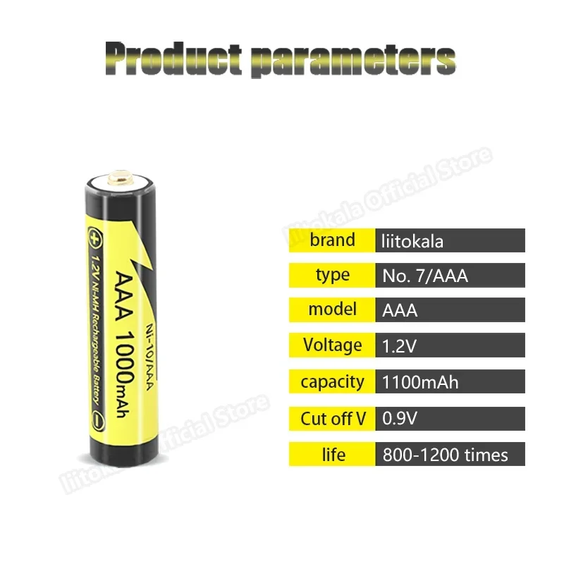 1-40PCS LiitoKala Ni-10/AAA 1.2V 1000mAh NiMH AAA Rechargeable Battery Suitable for Toys, Mice, Electronic Scales, Mouse Etc.