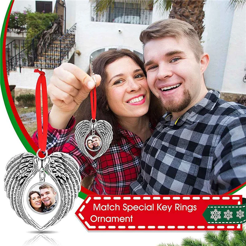 

A64K 24Pcs Angel Wing Shape Blank Hot Transfer Printing Sublimation Ornament Decoration For Christmas Tree Decor Xmas Party