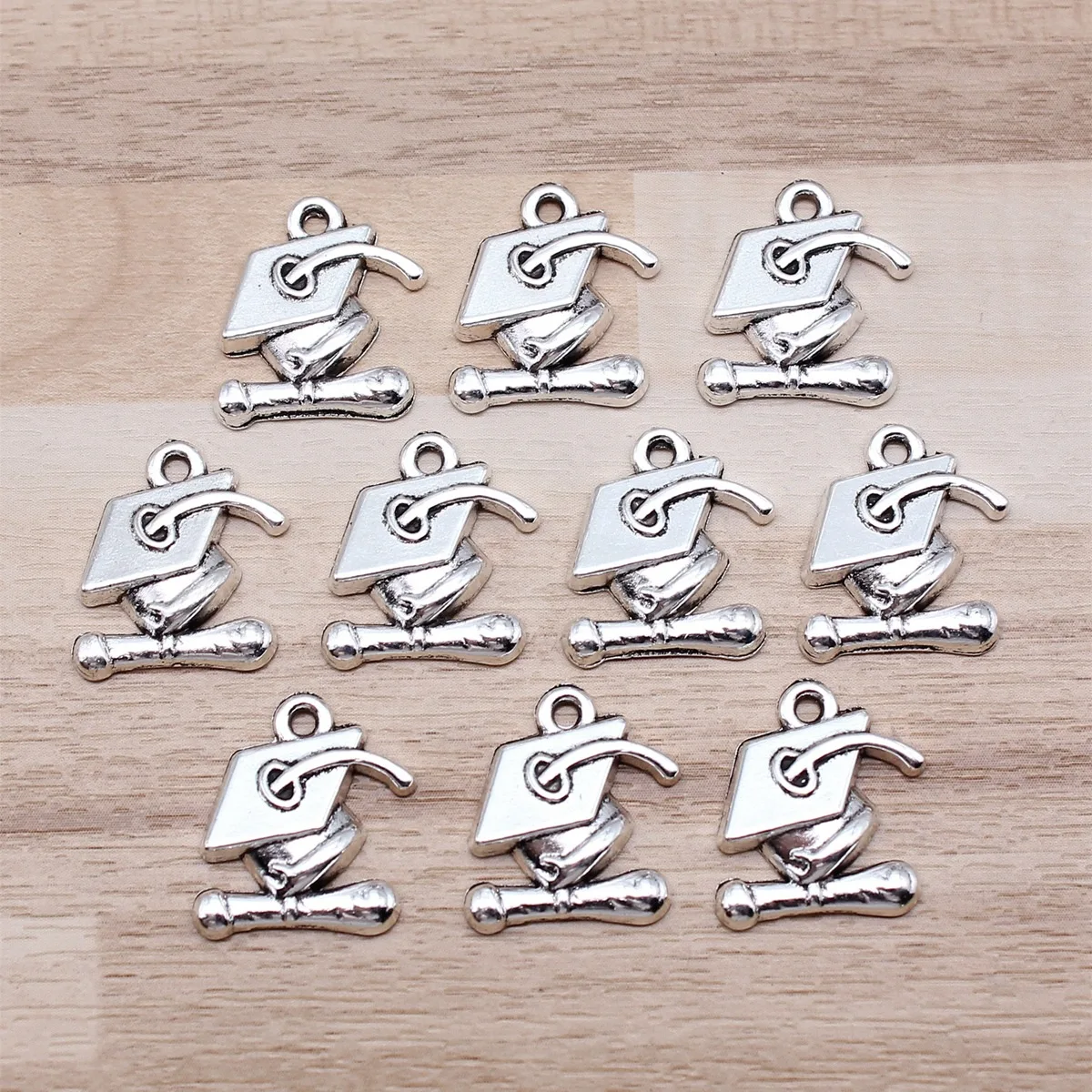 IFOCUS 10pcs/Lot Graduation Hat Bachelor Cap Charms For DIY Jewelry Making Zinc Alloy 17x16mm/0.67x0.63inch