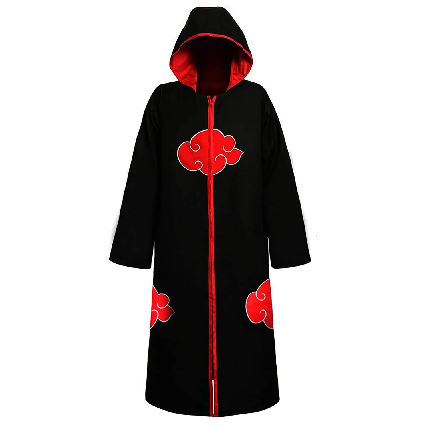 Anime Akatsuki Cosplay Costume Uchiha Itachi Red Cloud Cloak Robe Cloak Headband Props Halloween Clothe view 5