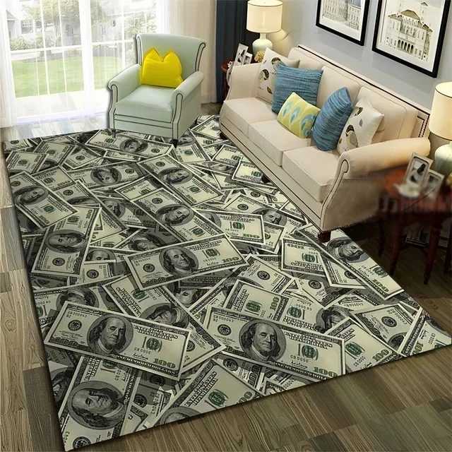 Rich Euro Dollar Money 3D Pattern Carpet Living Room Sofa Area Rug Home Decor Entrance Doormat Bedroom Non-slip Floor Mat