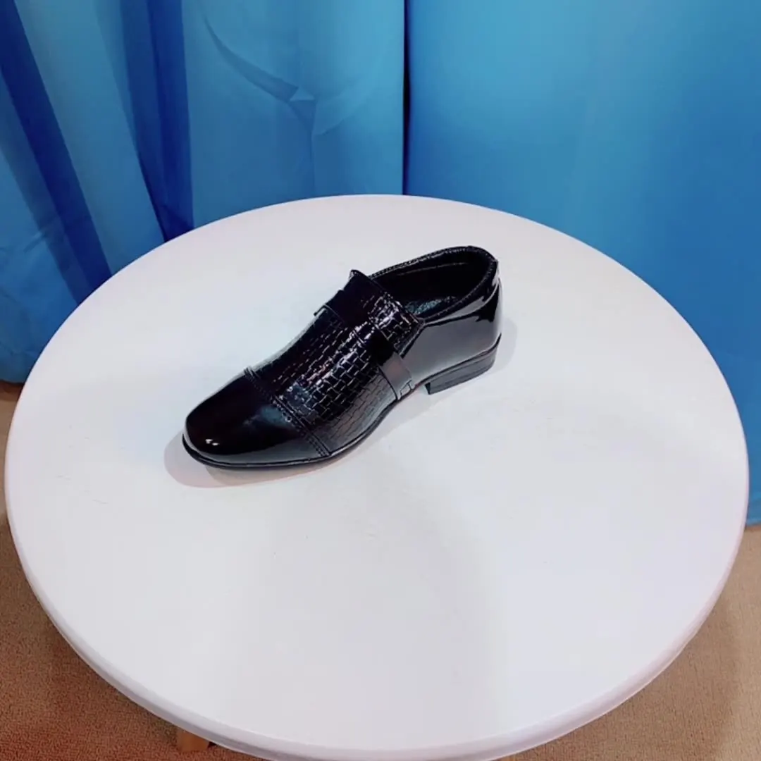 Kids Boys Girls Leather Shoes Students Boys Girls Soft Bottom Performance Shoes Black Fashion Flower Kids Ceremonial Footwear