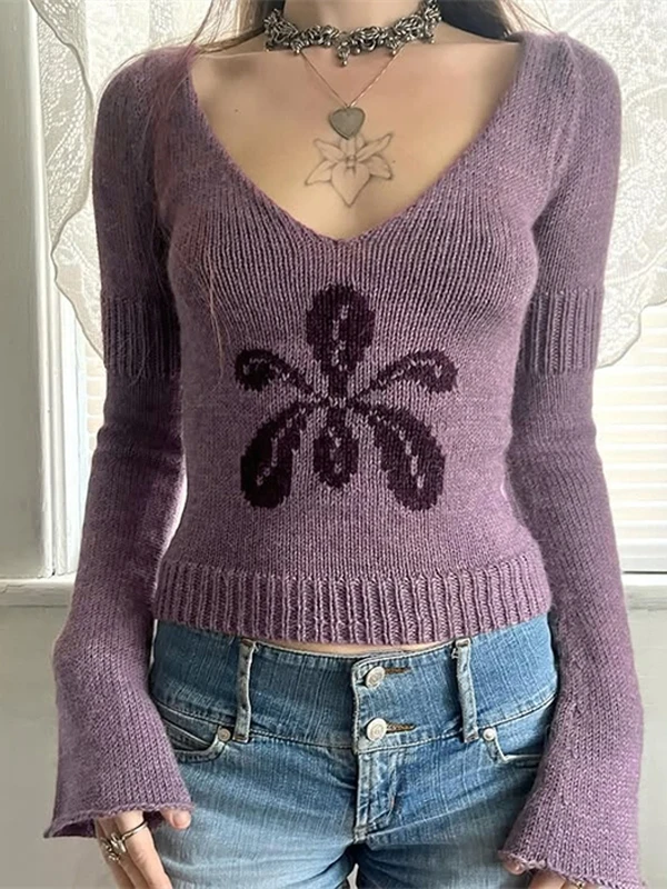 المرأة محبوك سترة البلوز الشارع Sle سليم صالح طويل Sve V-Ne عقدة الدفء كل موسم Faion الأعلى