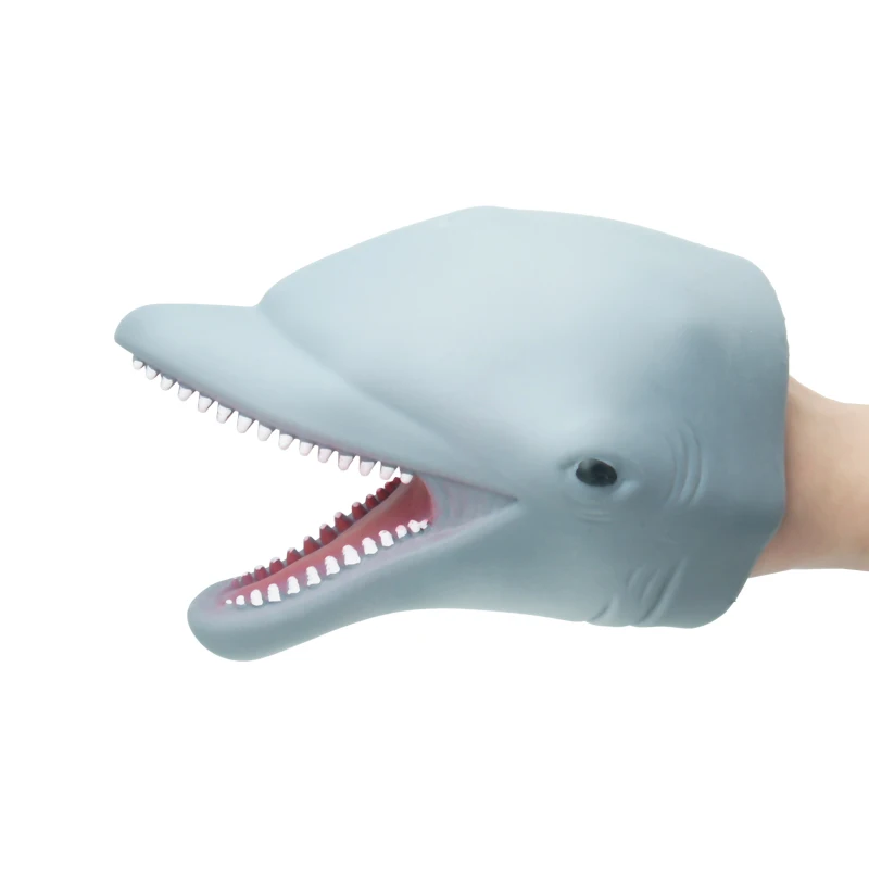 Hot Selling Soft Rubber Realistic Kids Toy Marine Animal World Action Figure Flexible Great dolphin Hand Puppet shark alligator