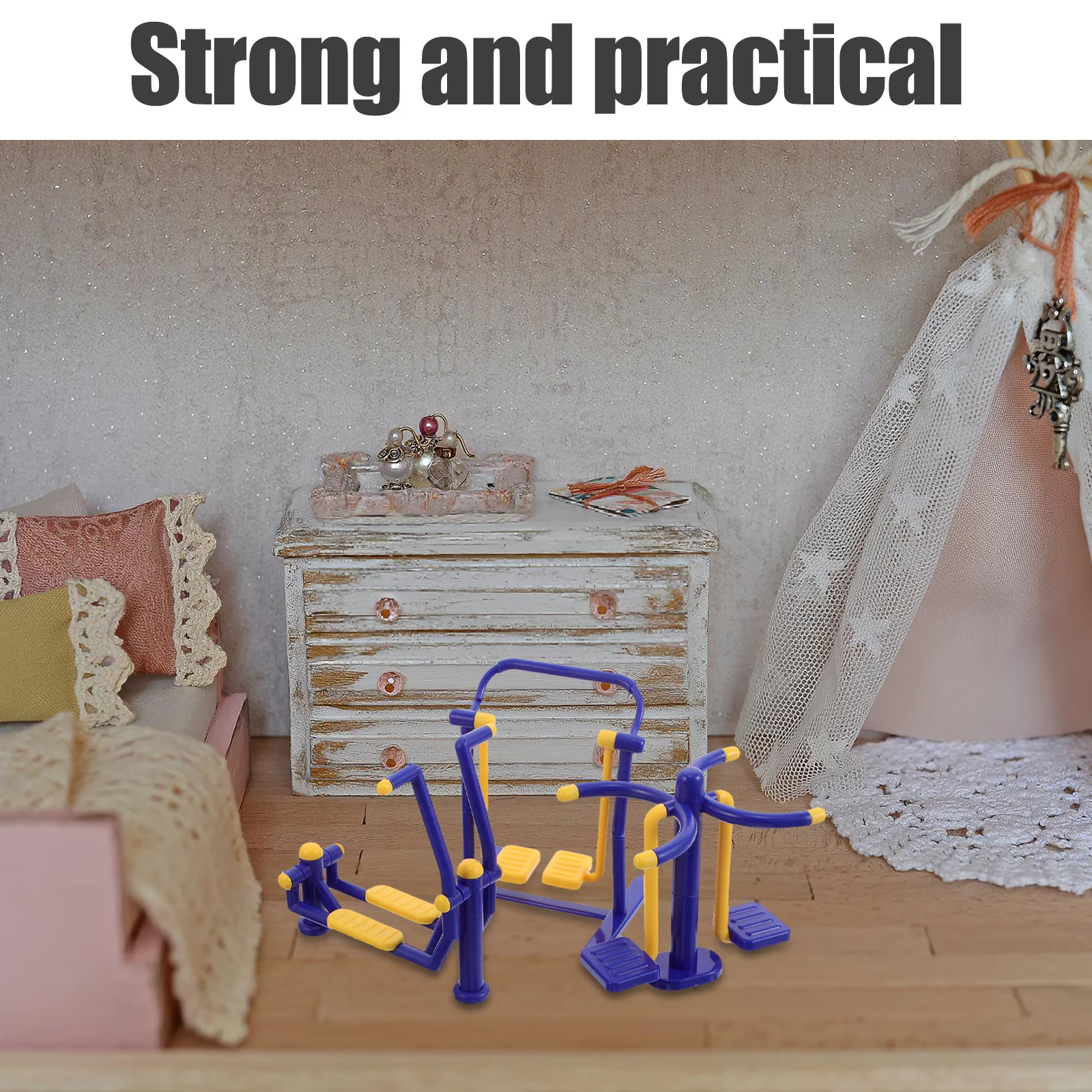 

3Pcs Miniature Outdoor Fitness Equipment Set - Realistic Plastic Play Scene for Dollhouse Playground Kids Creative Activity Fine