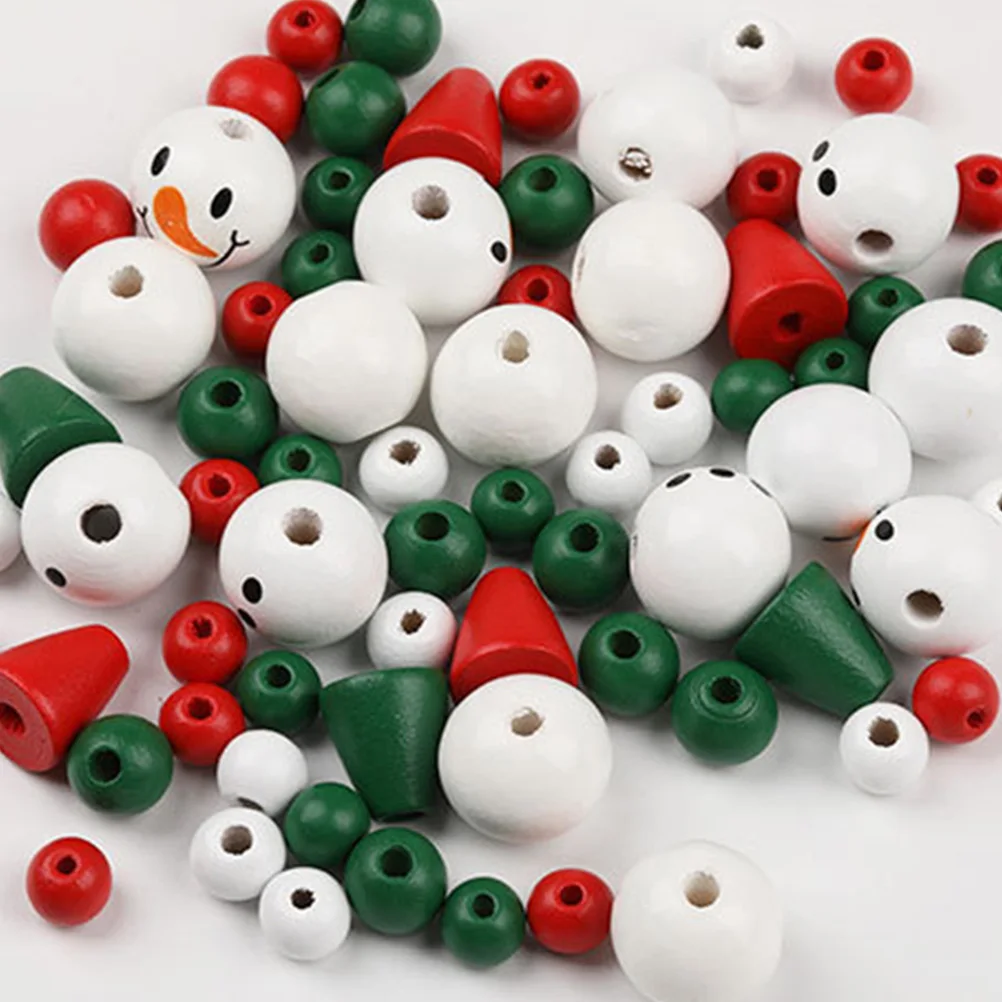 

1Set Christmas Snowman Wooden Beads DIY Crafts Pendant Making Wood Loose Beads for Handmade Jewelry Decorations