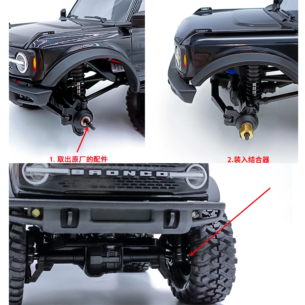 AXSPEED mosiężne koła Hex Drive przedłużacze adaptera 4/5/6/7mm dla TRX4M Bronco Defender 1/18 gąsienica RC części do ulepszenia samochodów