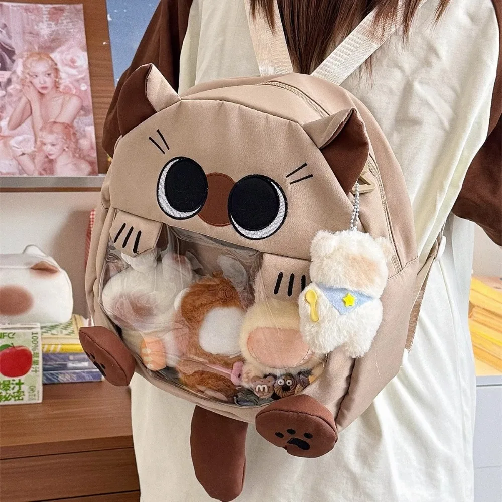 

New Cartoon Cat Mochilas Mujer Transparent Mochila Cute Student Bag Creative Animal Backpack Preppy Style Bags for Woman