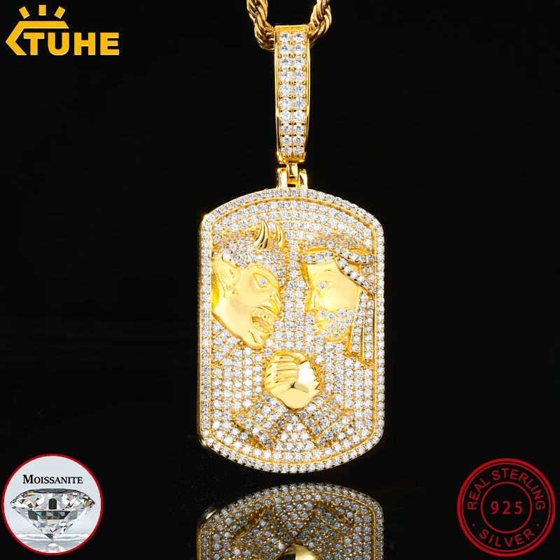 TUHE High Quality Unisex Devil and God Pendants S925 Silver Moissanite Pendants $ Symbol Pendant For Men Women Jewelry Gifts