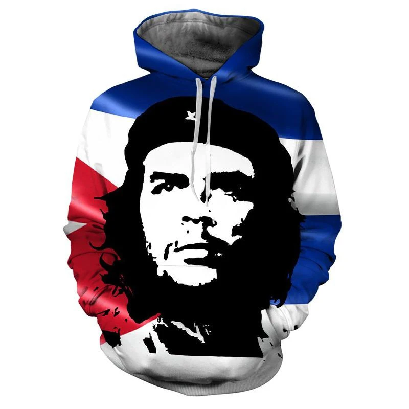 3D Print Che Guevara Hoodie For Men Personalized Casual Oversized Pullovers Sweatshirts Loose Mens Streetwear Hoodie Clothes