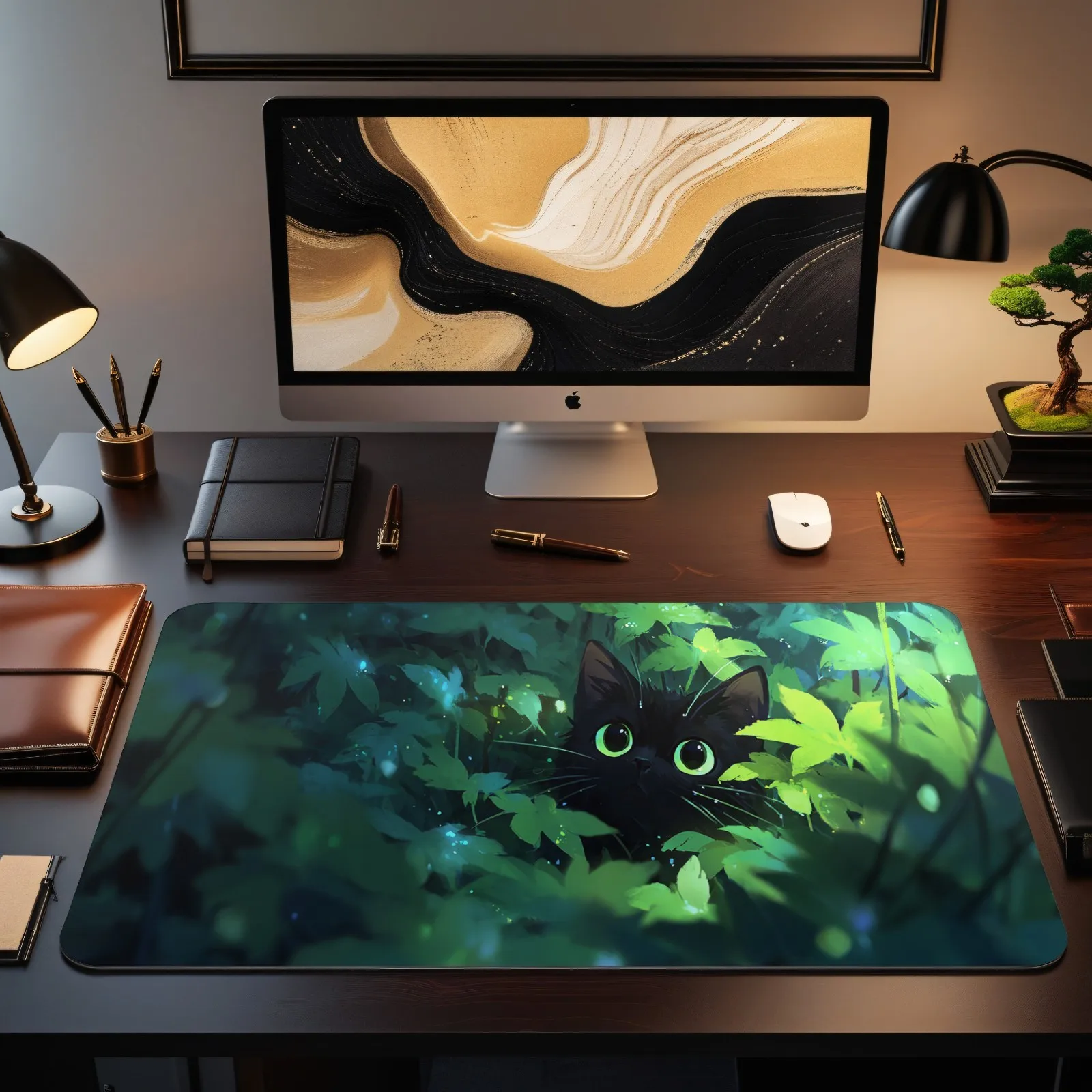 Tapete de Mesa Gamer Black Cat - Desk Setup Art avaliação e preço