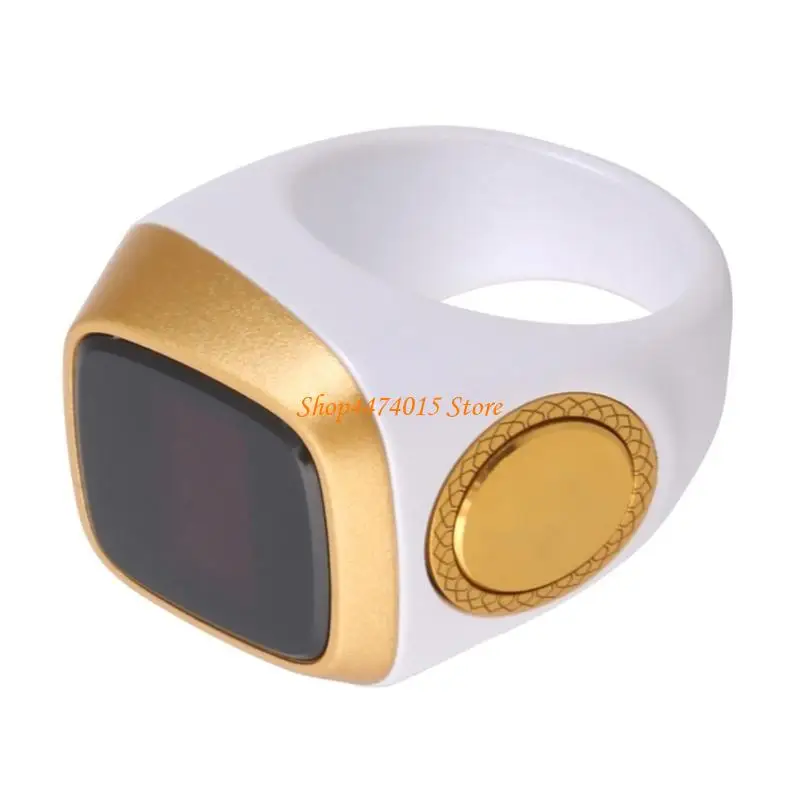K1AA Zikr Rings Digital Tasbih Counter Beads مع أوقات الصلاة ووظيفة الاهتزاز للكنيسة