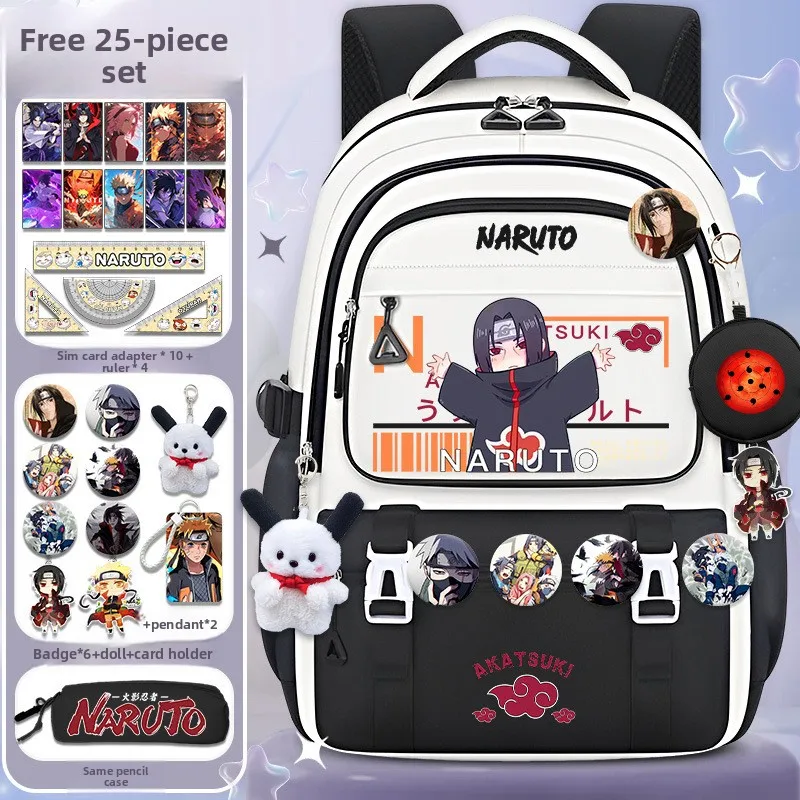 

Легкий рюкзак большой вместимости в стиле аниме для мальчиков начальной и средней школы с изображением Наруто Узумаки и Саске Учихи.