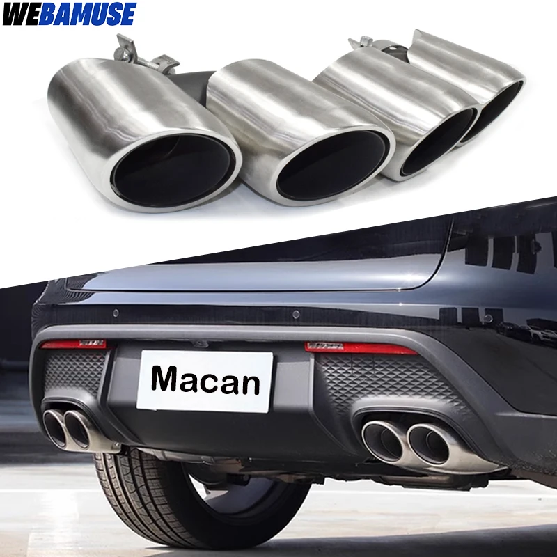 For 2018-2024 Porsche Macan Exhaust Upgrade GTS Quad Sport Tailpipe Black Tip Muffler Exhaust Header