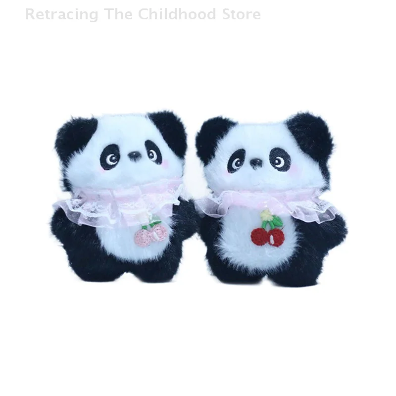 LLavero de Panda cereza de peluche Kawaii, colgante de Animal de dibujos animados, cordón para teléfono, mochila exquisita, accesorios de decoración, regalos