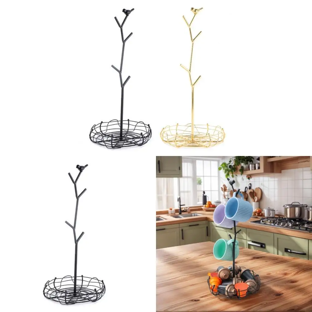 

Metal Cup Rack Hanging Drying Organizers for Kitchen Countertop Storage B03E