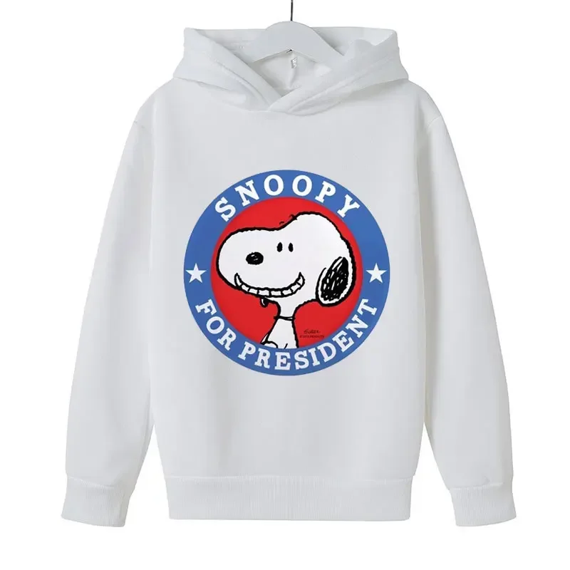 Snoopy White Cartoon Anime Children Pullover Tops 2024 New Fashion Boy Girl Kids Hoodies Spring Autumn Children's Sweatshirt