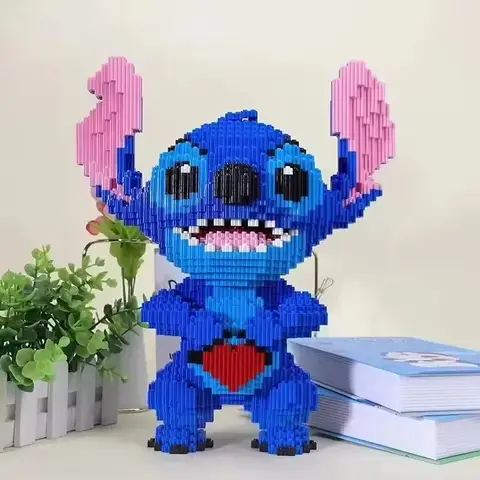 2025 Nya 33 cm byggstenar Anime Stitch stor storlek söt pedagogisk monteringsleksak bordsdekoration barn födelsedagspresent 10 best sales Lego Stitch - №2