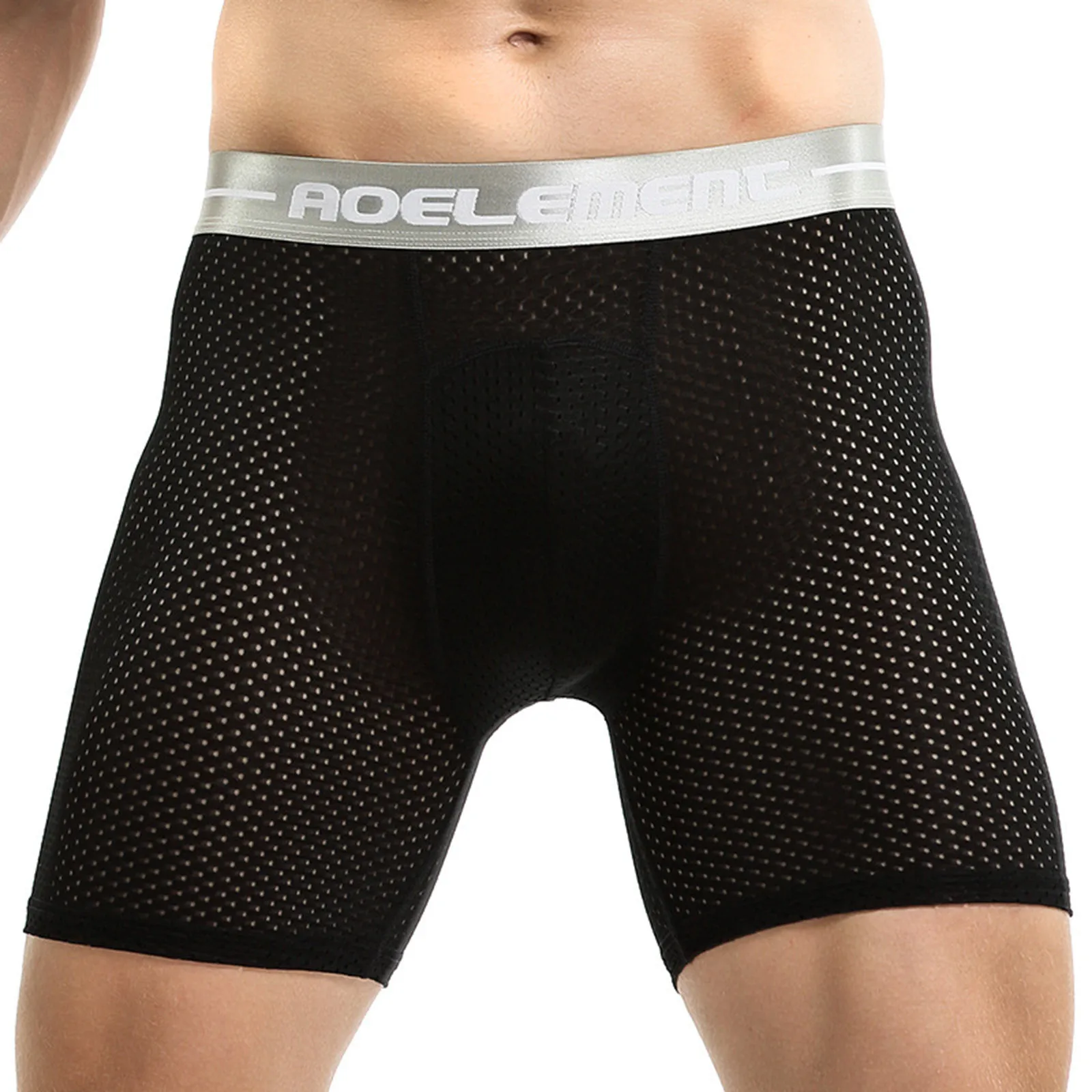 Man Underwear Quick Dry Sports Boxers Mesh Breathable Underpants Elastic U Convex Bulge Boxer Shorts Sexy See Through Panties