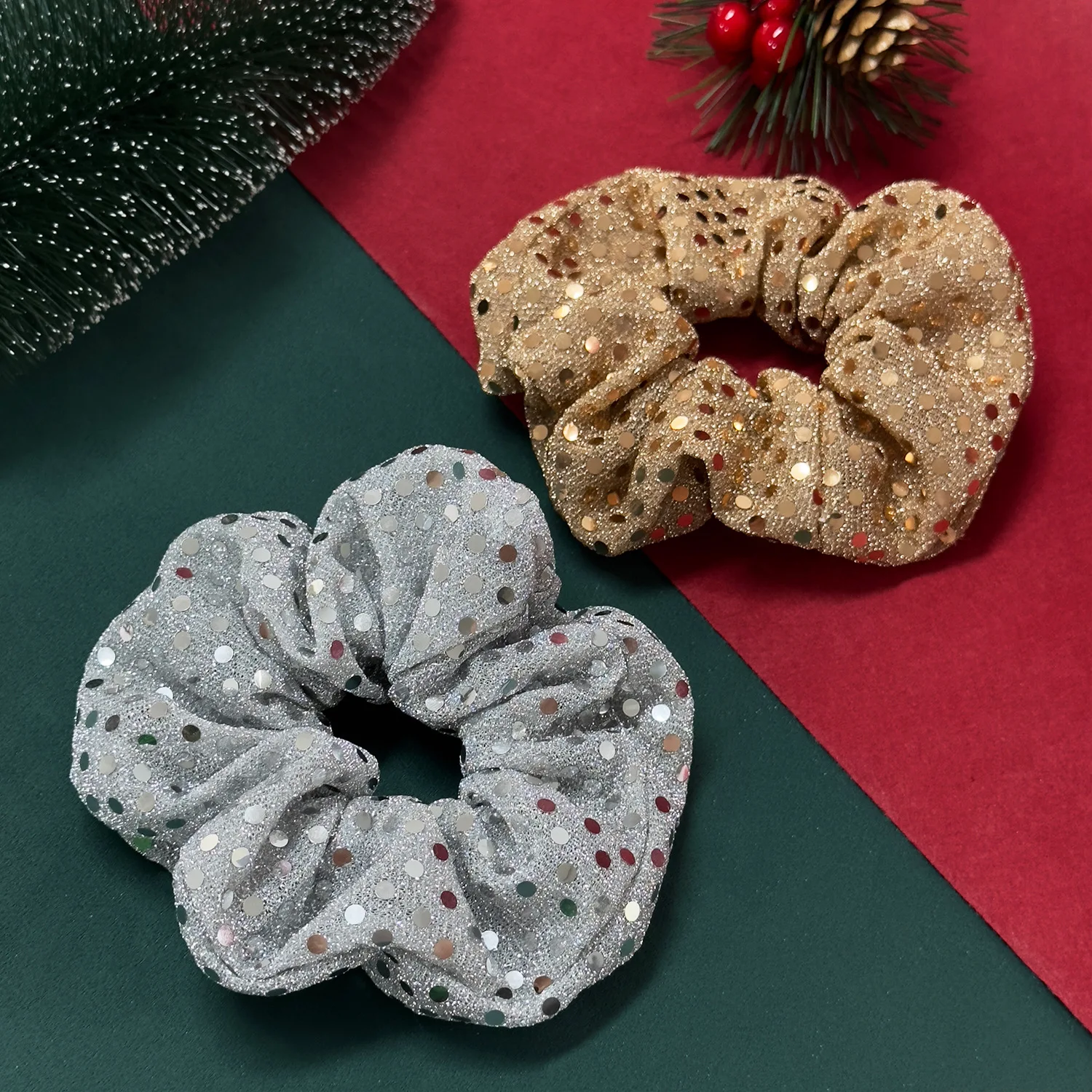 Новинка 2023 года, рождественские резинки для волос в горошек с блестками, высокоэластичные резинки для волос, аксессуары для волос для женщин и девочек