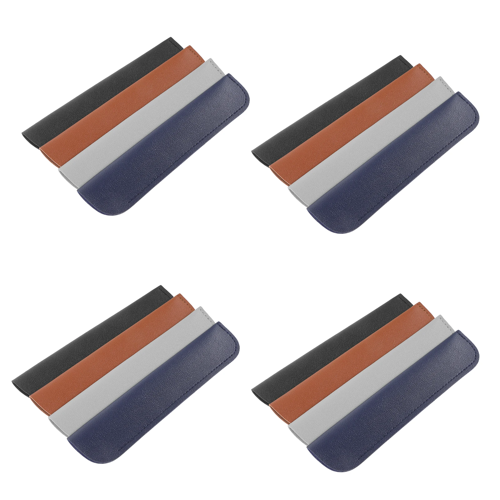 

12pcs Pen Case Small Size Black Brown Gray Blue Elastic Band Reusable Easy Clean Storage Pouch Holder