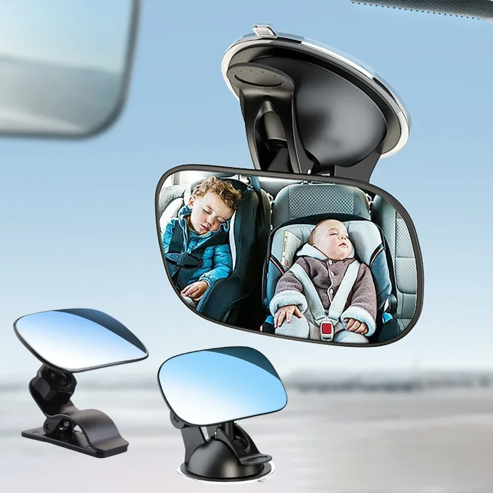 Car Rearview Mirror Wide View Safety Mirror For Windshield Infant Car Seats Clear Reflection 360-Degree Rotatable Adjustable