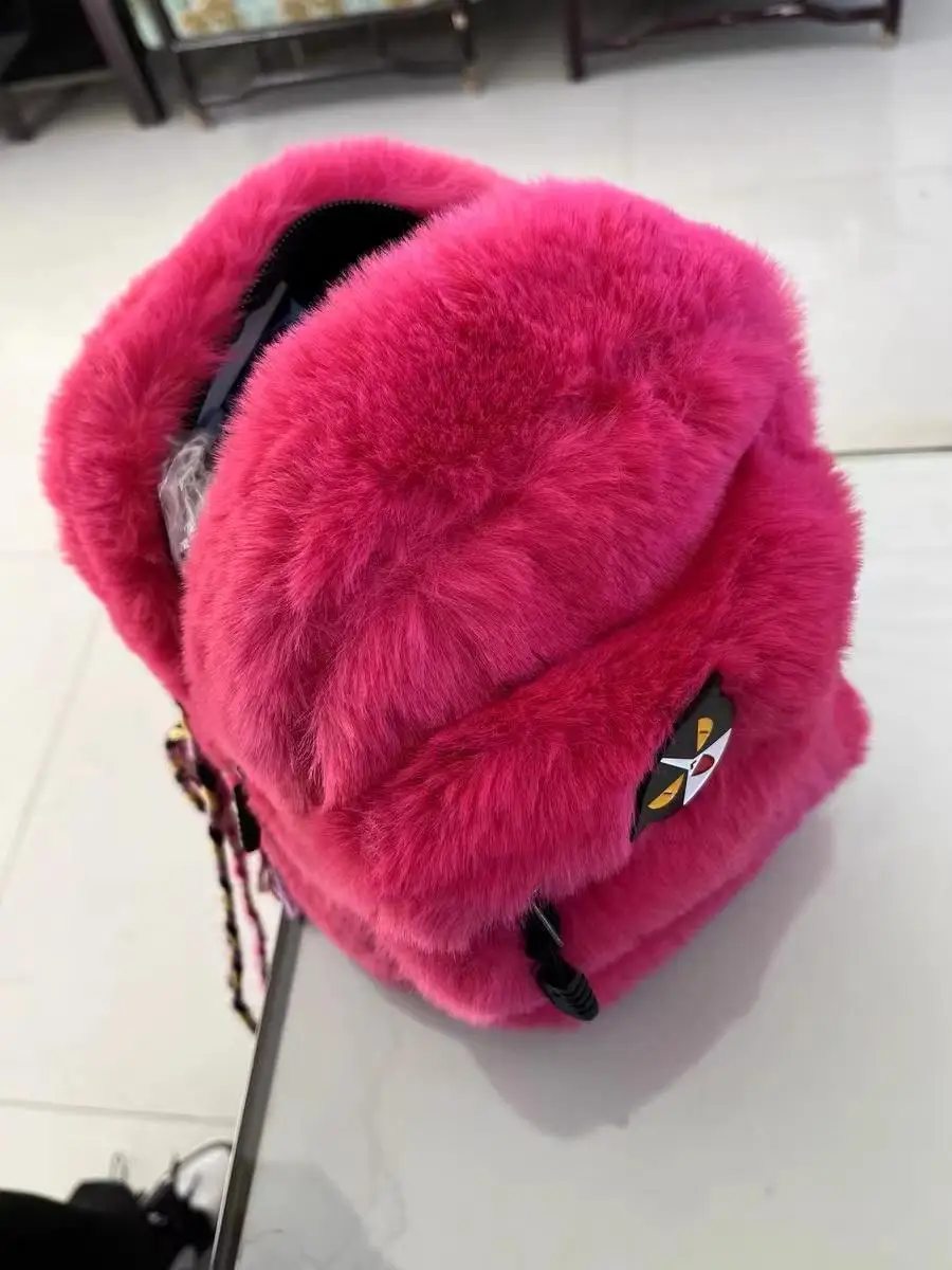 JIAERDI peluche zaini rosa donna 2023 New Vintage Hot Girl Fur Soft Mini Y2k Mochila Ladies Harajuku zaino carino estetico