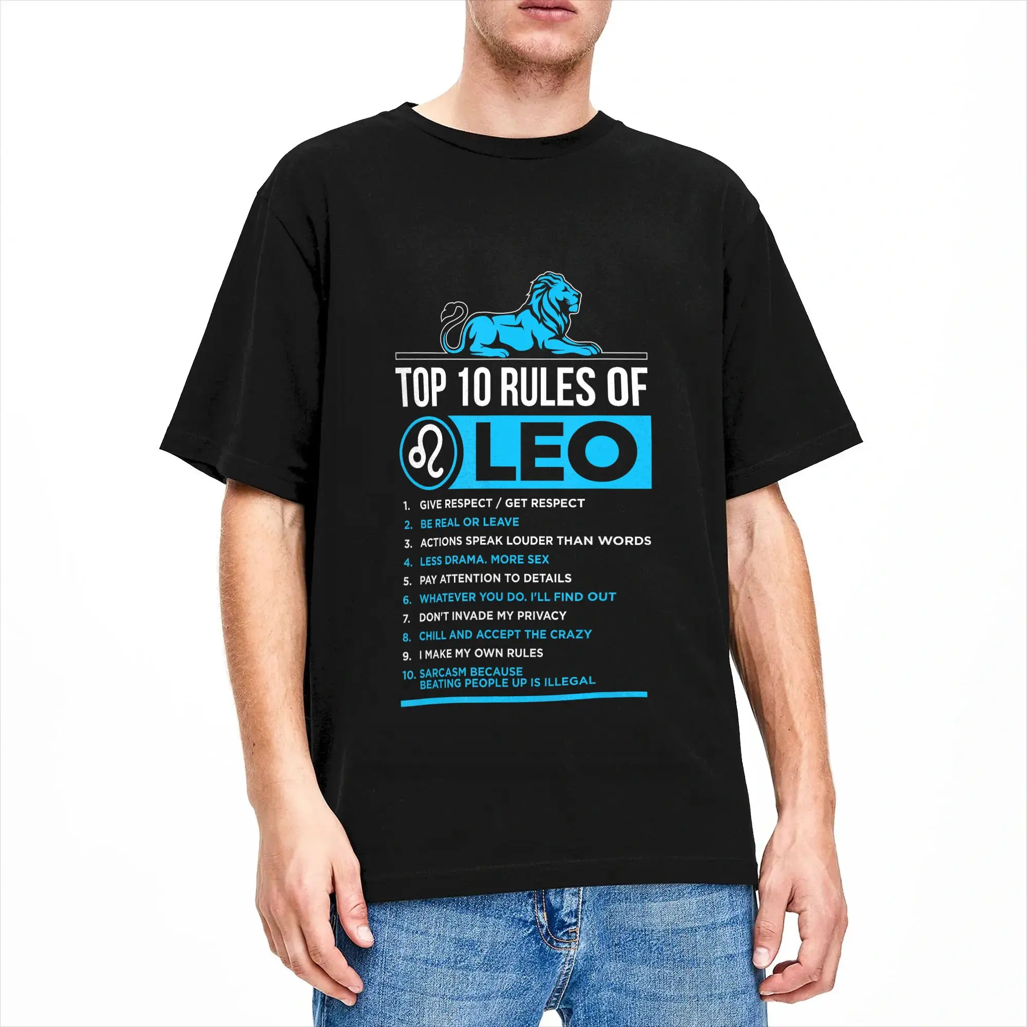 Top 10 Rules Leo Zodiac Sign Facts Traits Horoscope Funny  T-Shirt Summer  Cotton T Shirts For Adult Trendy Cool Design Tshirt