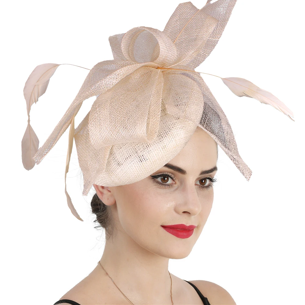 

Красивая женская шляпа Sinamay высокого качества, повязка на голову с бантом, свадебный головной убор с лентами для волос, головной убор для свадебной вечеринки