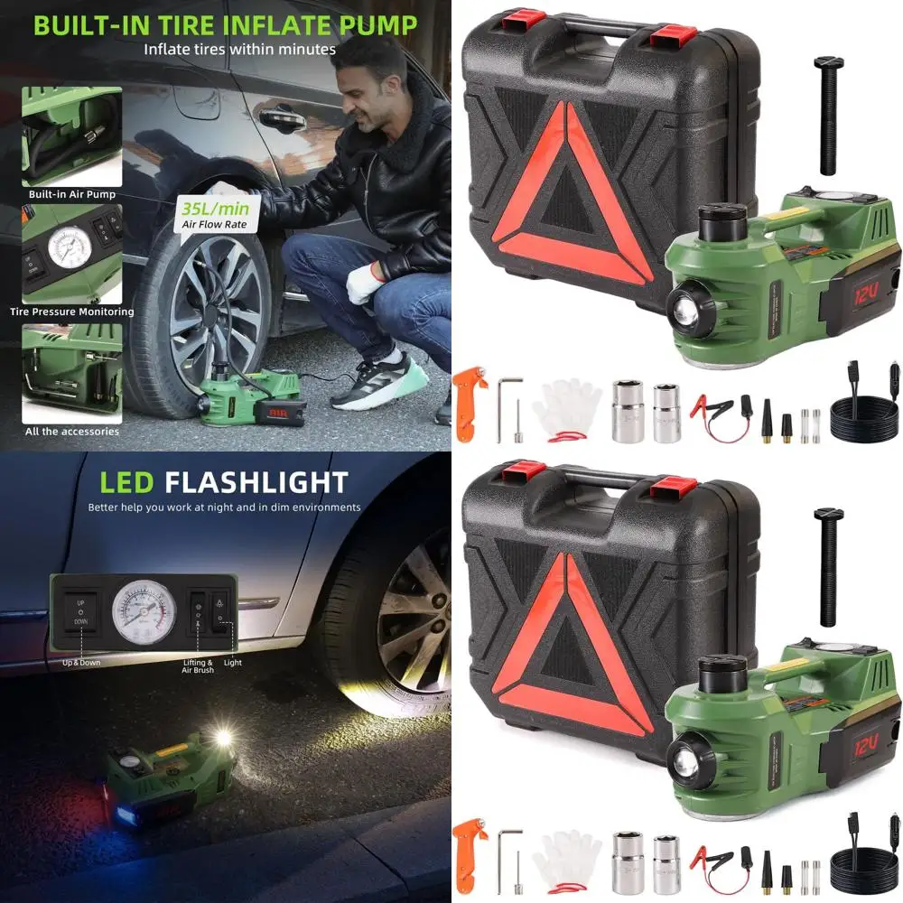 

12V 5-Ton Portable Electric Car Jack with Tire Inflator for Emergency Vehicle Repairs