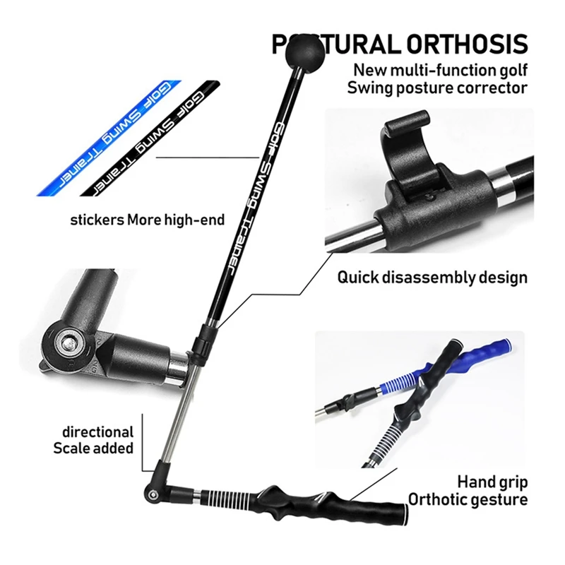 Ayuda de entrenamiento de Golf Multi ajustable, palo de ayuda de entrenamiento de Swing de Golf, Corrector de postura de oscilación de rotación de antebrazo