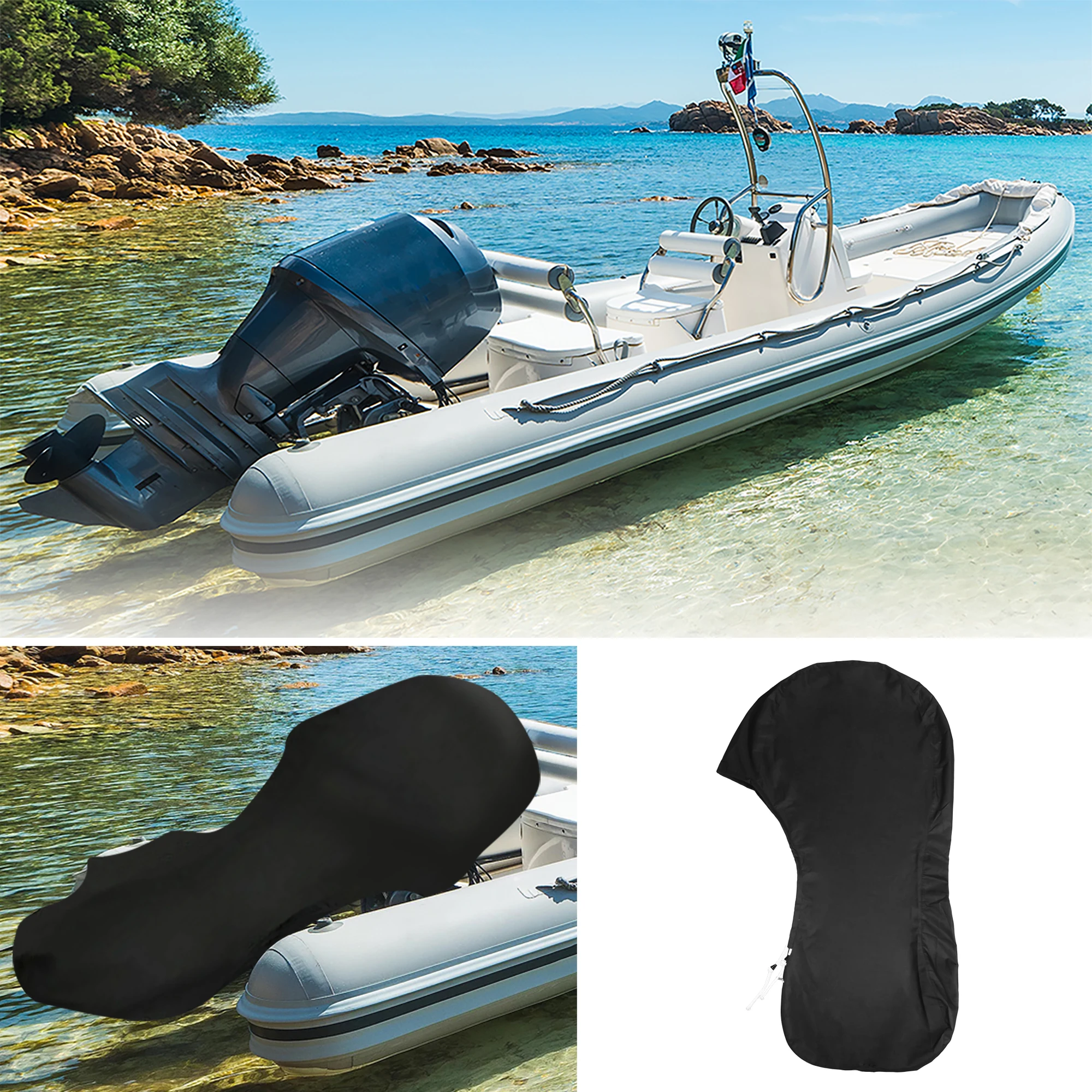 X Autohaux impermeabile motore completo fuoribordo barca copertura del motore misura fino a 250-300HP 420D Oxford panno barca fuoribordo protezione