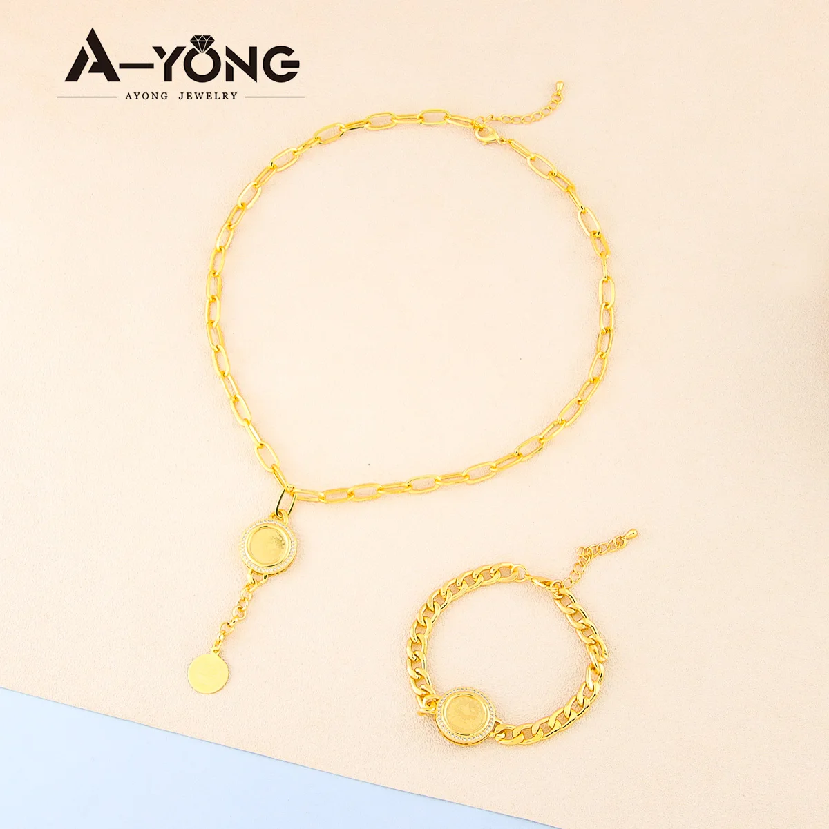 Türkische Vintage Münzen Schmuck Set 21k Gold Überzogene Saudi Mode Zirkonia Halskette Armband Nigeria Frauen Hochzeit Party Schmuck – Detail 3