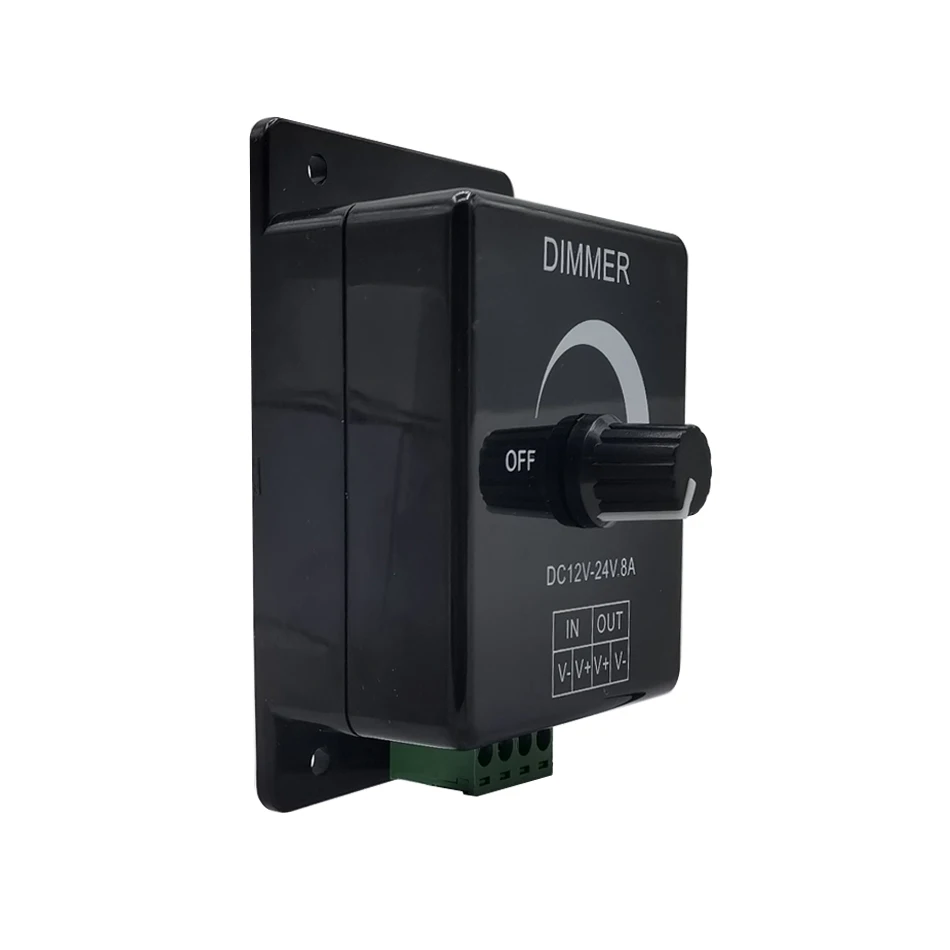 8A LED Dimmer DC12V 24V Black Adjustable Brightness Controller Switch Lamp Bulb Strip Driver Single Color Light Power Supply