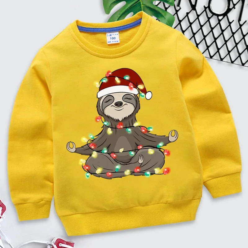 Christmas Animal Cartoon Print Children\'s Sweatshirt Cartoon Brand Clothing Loose Round Neck Long Sleeve Pullover Toddler Cloth