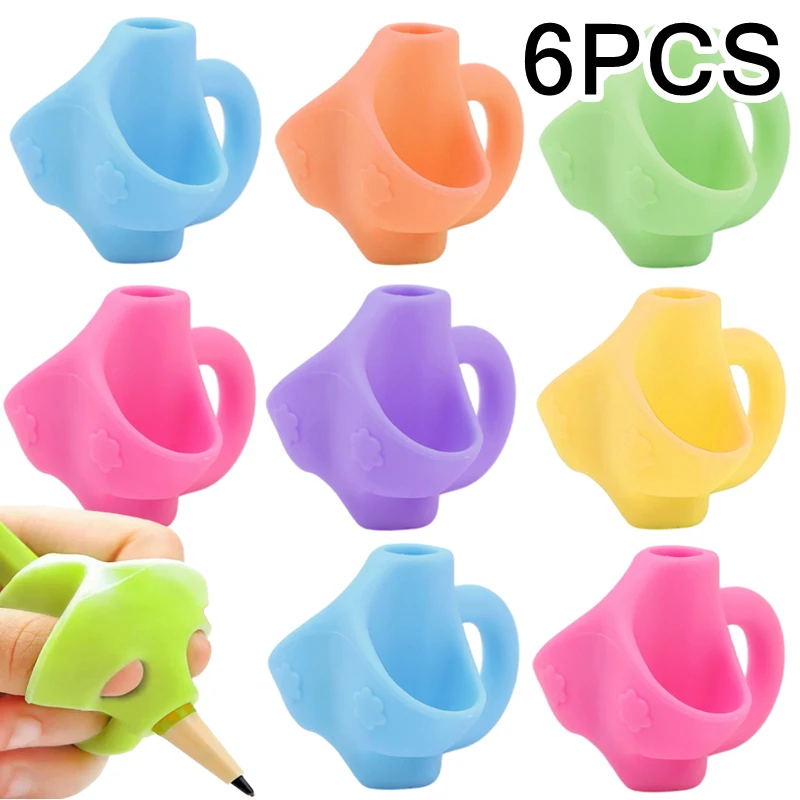 1/3/6PCS Student Learning Practice Writing Pencil Grips Soft Silicone Handwriting Posture Correction Three-Finger Pen Holder New