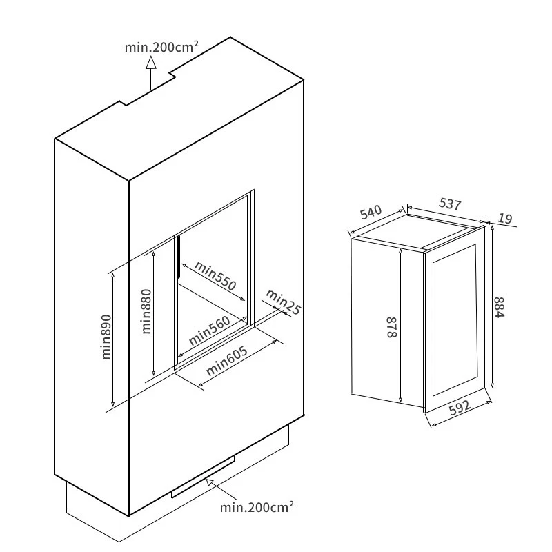 VANACE Large Big 300 Hundred Bottles 15cm Integrated Semiconductor Electric Refrigerator Wine Cooler