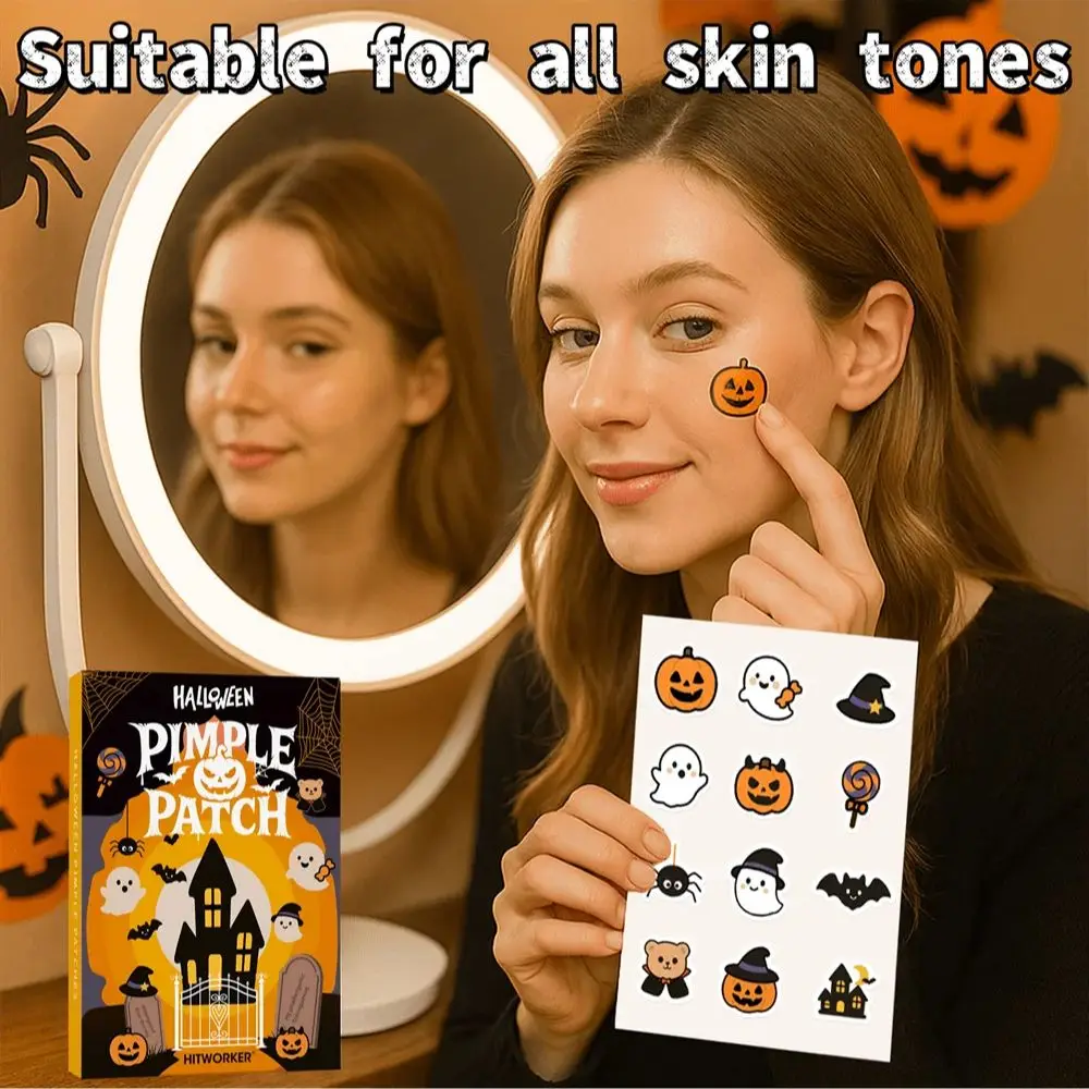 60枚入り ニキビパッチ ハロウィンニキビパッチ：目立たず通気性があり、完璧なメイクを実現 |   ゴースト＆パンプキンデザインズ