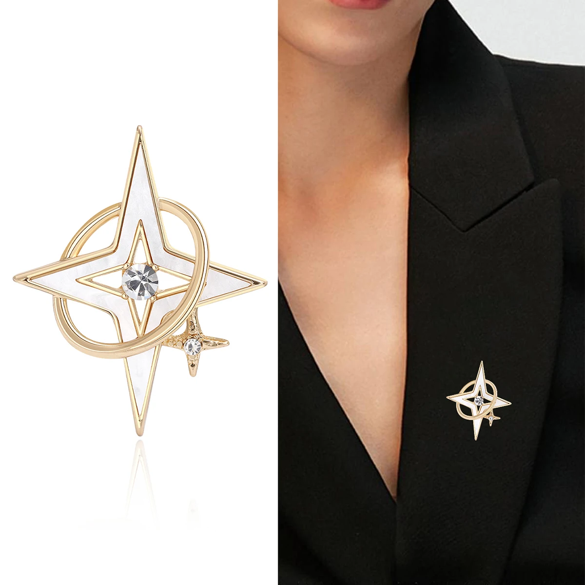 Luxury Rhinestones Cross Starlights Brooches for Women Unisex Couple High-ends Pins Banquets Party Gifts Jewelry Accessories