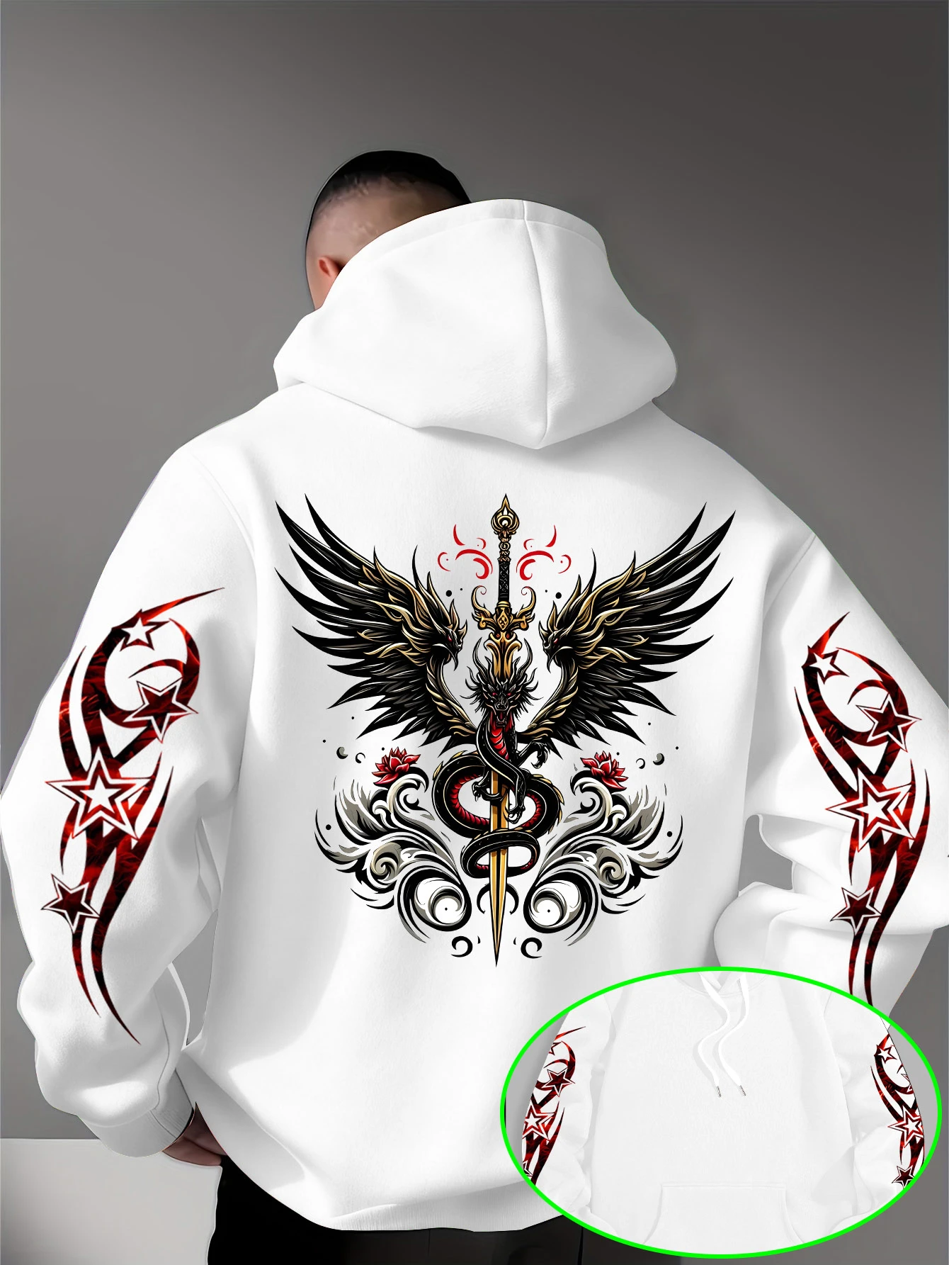 Must-Have Item for Trendy Men Who Are Mysterious, Domineering, and Fashionable! The Back Features A Powerful Dragon