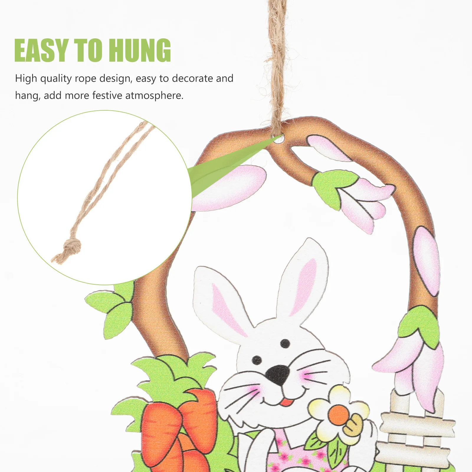 

12Pcs Wooden Easter Hanging Ornaments Bunny Chicken Design Easter Tree Decorations Home Supplies Party Decor Bunny Decor