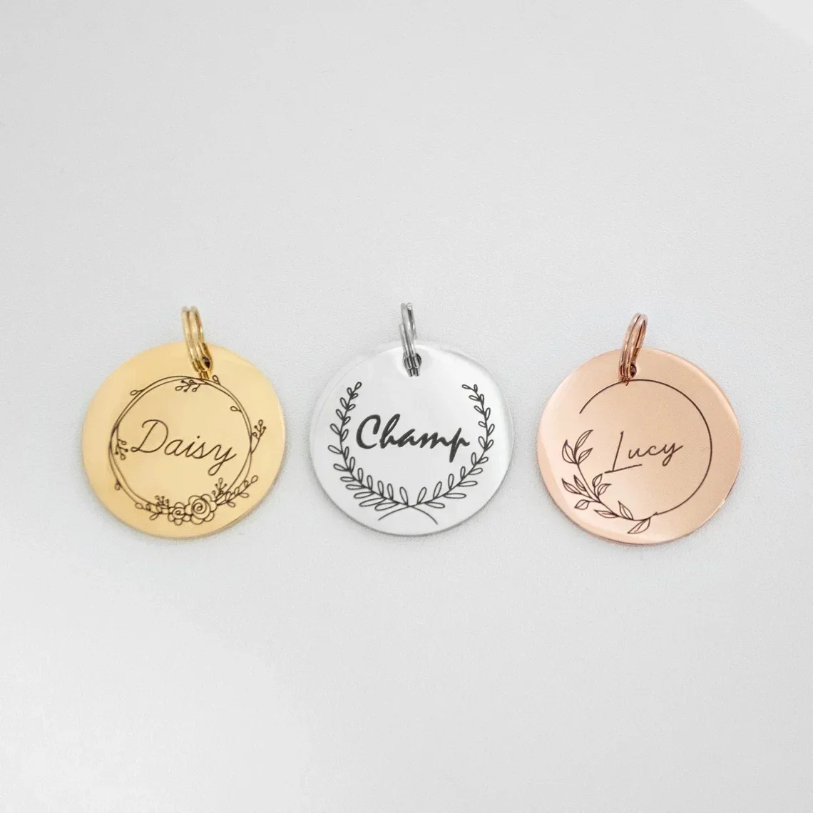 Custom Engraved Name Date Round Coin Stainless Steel Personalized ID Tag  Accessory Jewelry Pendant Fit for Bracelet Necklace