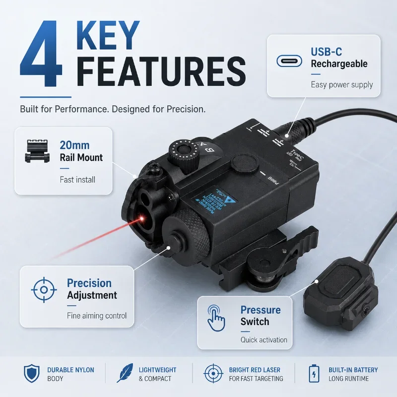 Compact MINI-A2 Hobby Position Indicator Nylon Shell USB-C Fast Charge External Remote Switch For 20mm Standard Rail