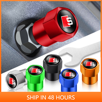 4Pcs/set Metal Car Wheel Tire Valve Air Stem Cap For Audi Sline S3 S4 S5 S6 S7 RS Quattro Q7 Q5 Q3 A4 B8 Badge Auto Accessories