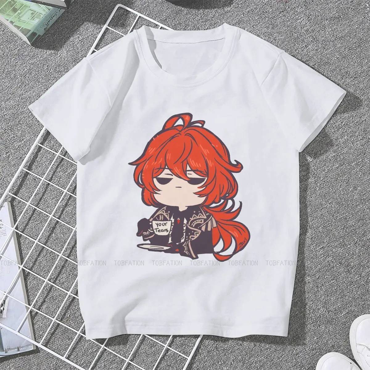 Genshin Impact Diluc Print Women T Shirt 2023 Summer Casual Game Short Sleeve T-shirt Female Funny Fashion Y2k Clothes Tops