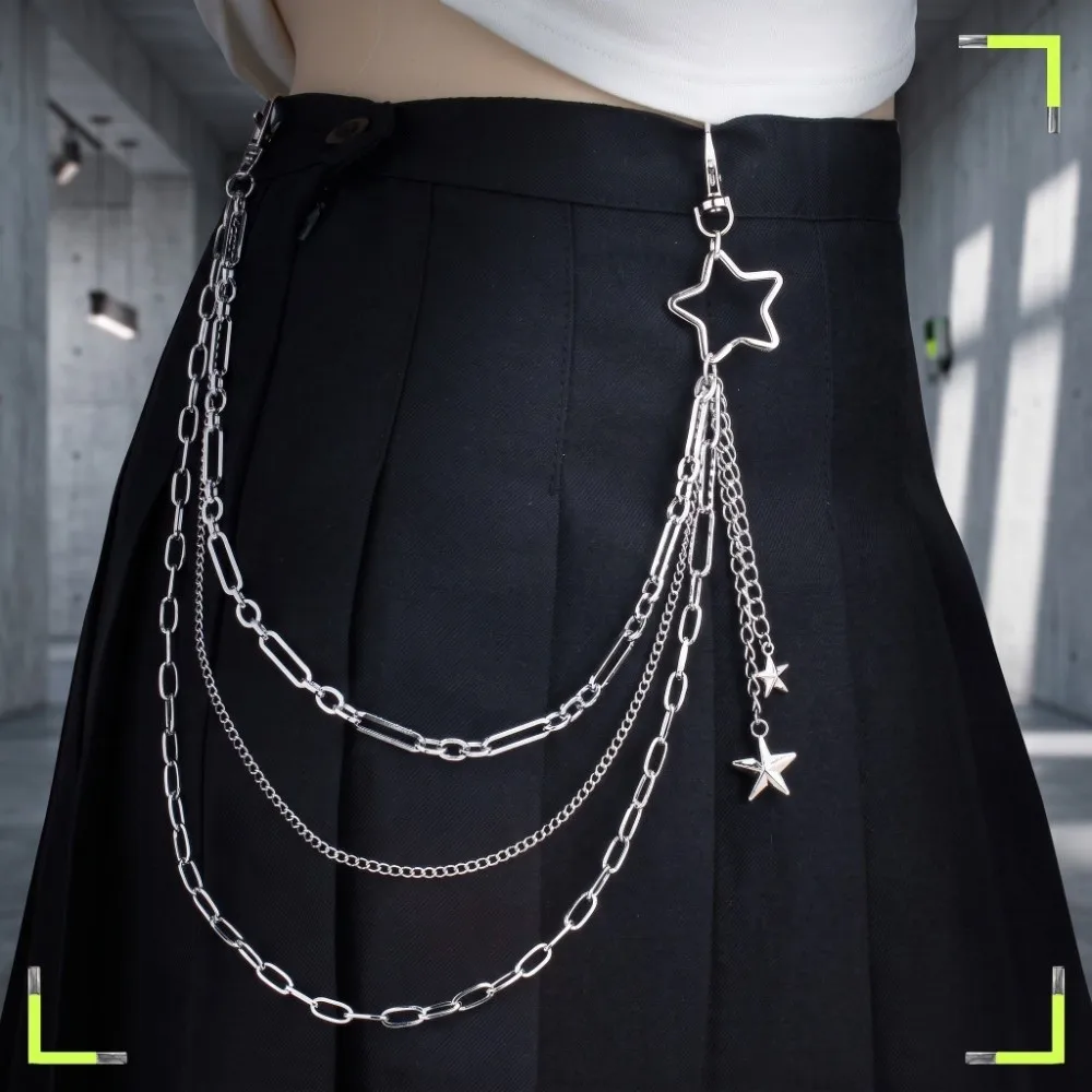 Statement Multi-Layer Pants Chain Secure Fastening Star Tassel Waist Chain Creative Y2K Bag Chain Hip Hop Style